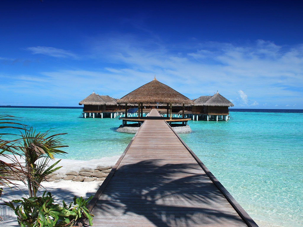 Beach Houses at Maldives island 