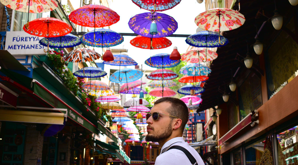 An Young man travelling through cities