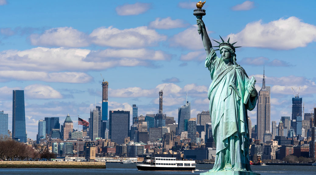 Panoramic View of Statue of Liberty at New York City