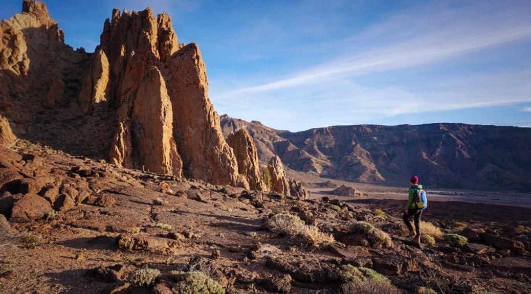 A Man hiking a mountain at Teide National Park, Tenerife