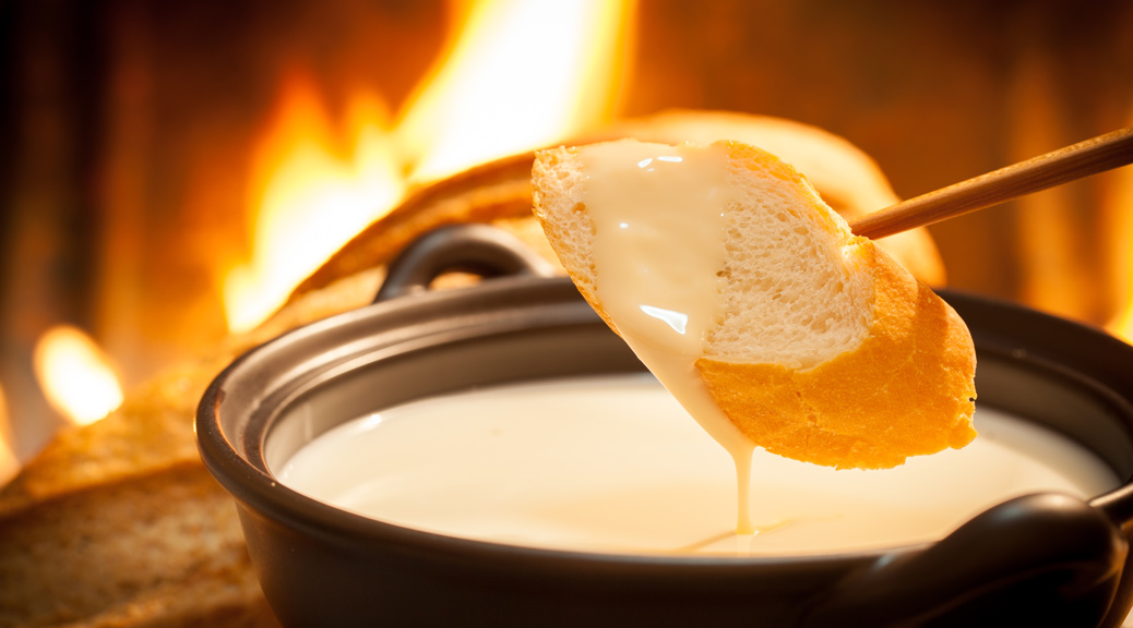 delicious looking cheese fondue famous in swiss