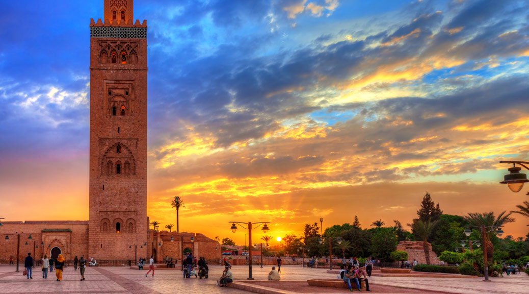 Koutoubia mosque at an amazing sunset. Marrakesh