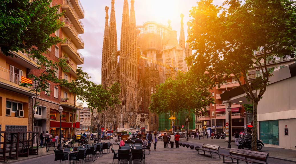 Cozy street in Barcelona, Spain