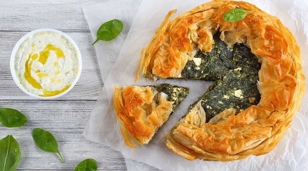 delicious golden crust hot greek spinach feta cheese pie