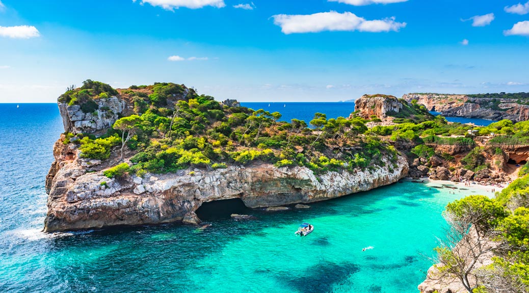 Majorca beach of Cala Moro beautiful seaside bay, Balearic Islands