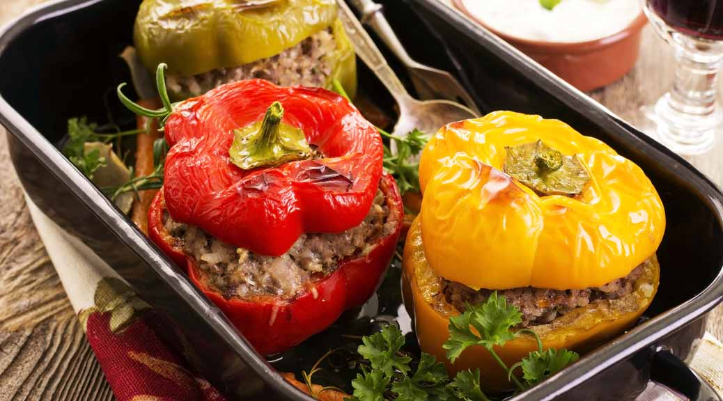 delicious lookng  stuffed peppers yemista