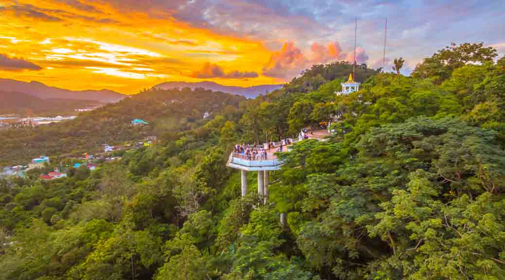 sunset at Khao Rang viewpoint on hill top phuket