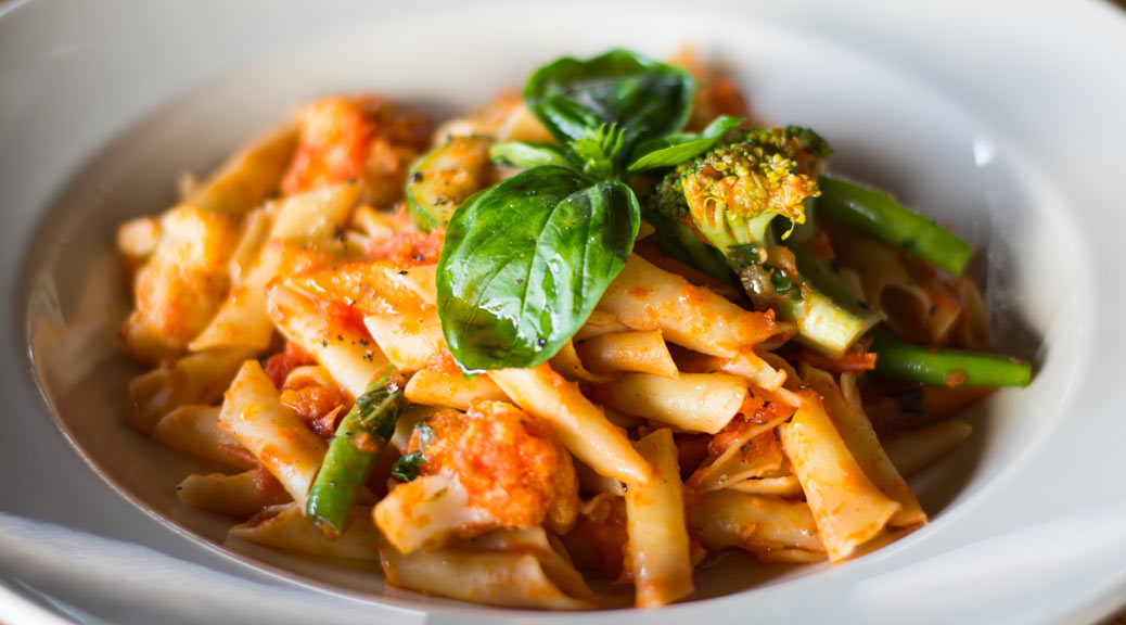 italian vegetable penne pasta carbonara.